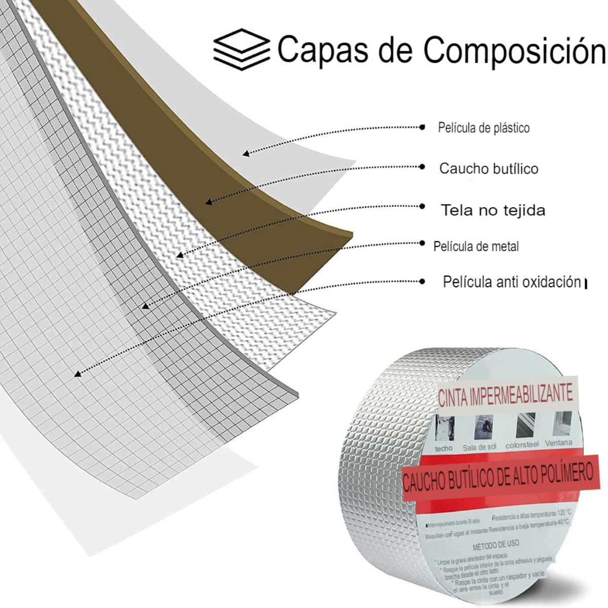 ¡Dile Adios a las GOTERAS! 💧 Cinta Adhesiva Ultra Resistente 5 cm x 5 mts | Envío Gratis 📦
